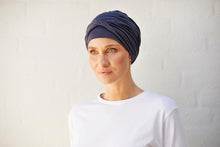 Load image into Gallery viewer, Christine Headwear Shakti Turban in Printed Endless Shapes of Blue
