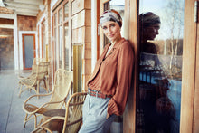 Load image into Gallery viewer, Christine Headwear Shakti Printed Turban in Caramel Graphics
