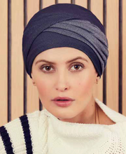 Load image into Gallery viewer, Christine Headwear Emy V Turban in Stretchy Blue
